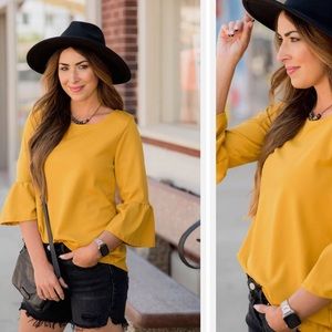 Mustard Flutter sleeve top